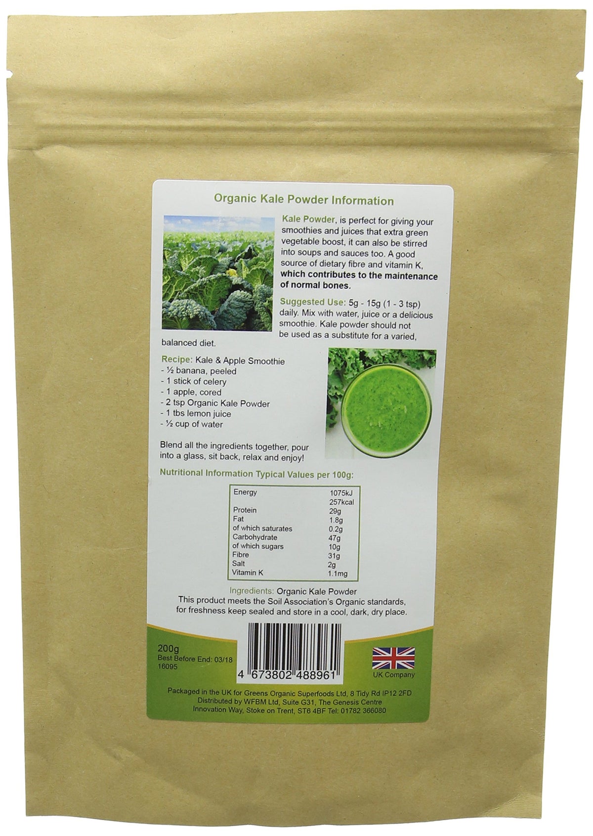Golden Greens Greens Organic Organic Kale Powder 200 g