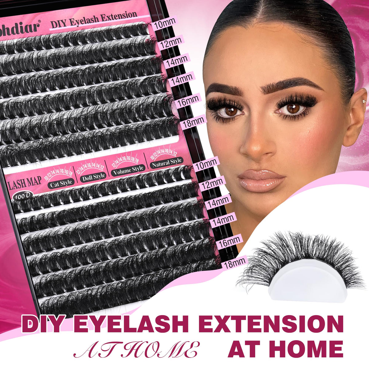 calphdiar Calphdiar Fluffy Individual Eyelashes 80D+100D Thick Cluster Lashes Wispy Lashes Individual Cluster D Curl Lash Clusters 10-18mm Russian Eyelash Clusters 234pcs Dramatic DIY Lash Extensions at Home