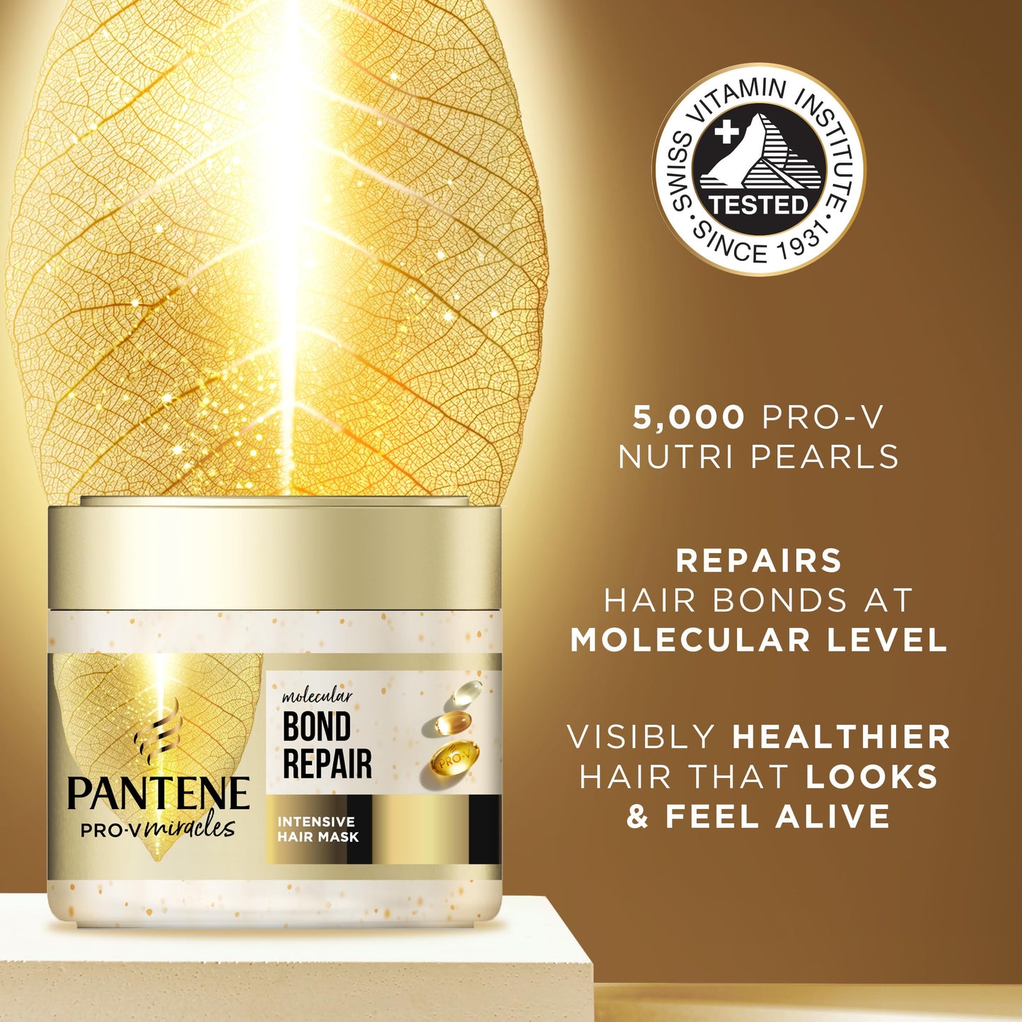 Pantene Molecular Bond Repair Intensive Hair Mask with Biotin 300ml. Pro-V Concentrated Formula for Extremely Dry Damaged Hair. Leaves Hair Visibly Healthier, Strengthened and Regenerated