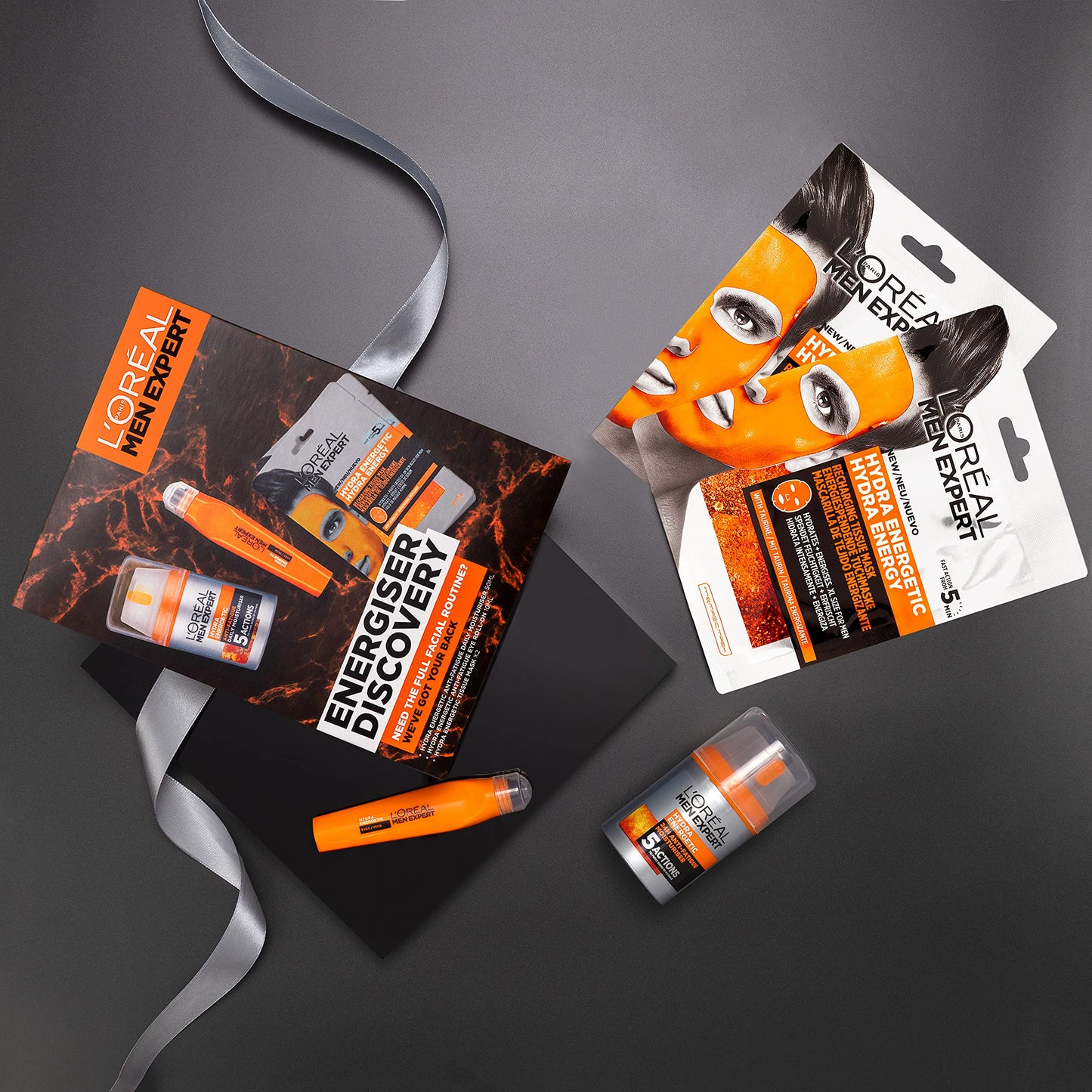 L'Oreal Men Expert L’Oreal Men Expert Energiser Discovery Gift Set, Men’s Skincare Gift For Him Featuring: Hydra Energetic Vitamin C Anti-Fatigue Moisturiser [50ml], Anti-Fatigue Eye Roll-On [10ml] and Sheet Mask x2
