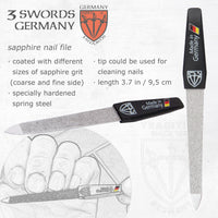 3 Swords Germany - Manicure Set with Toe Nail Clipper, Finger Nail Clipper, Nail File and Tweezers in a Black case - Brand Quality Since 1927
