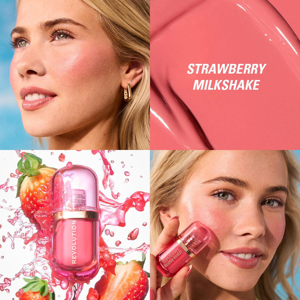 Revolution Skincare London Revolution Superdewy Liquid Blush Burst, Buildable Colour for Cheek, Serum Formula with Peptides & Hyaluronic Acid, Vegan & Cruelty-Free, Strawberry Milkshake Cool Pink, 4.2ml