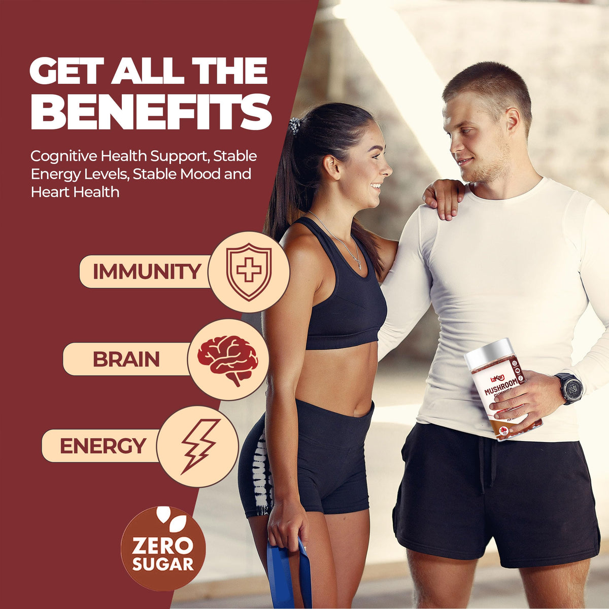 Izkan Mushroom Complex Gummies 3000mg - Lion Mane & 9 Brain Health Mushrooms Gummies with Ashwagandha Supplement Promotes Calm Focus Memory Mood Immunity & Energy - 60 Count (Halal, Gluten-Free, Vegan) (1)
