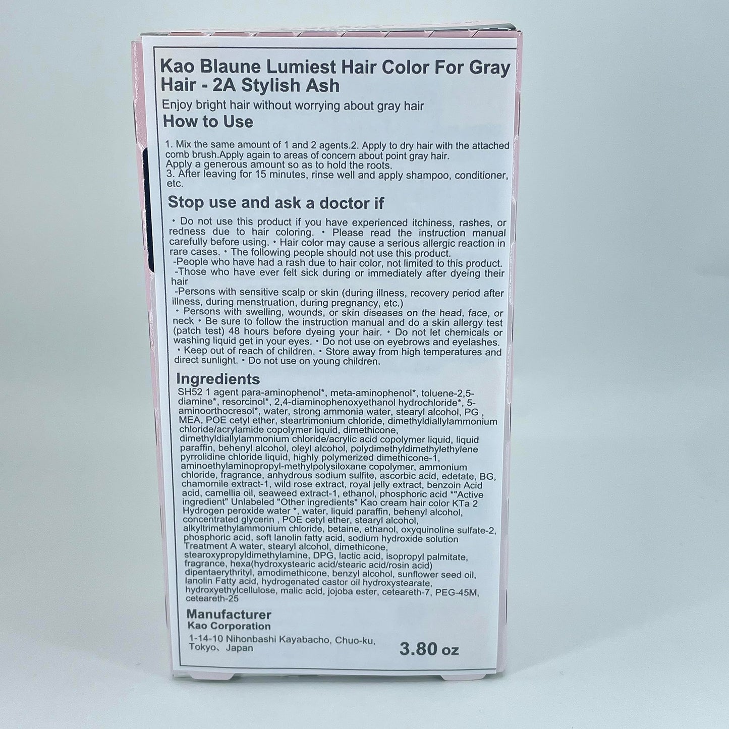 Kao Blaune Lumiest Hair Color For Gray Hair - 2A Stylish Ash (Green Tea Set)