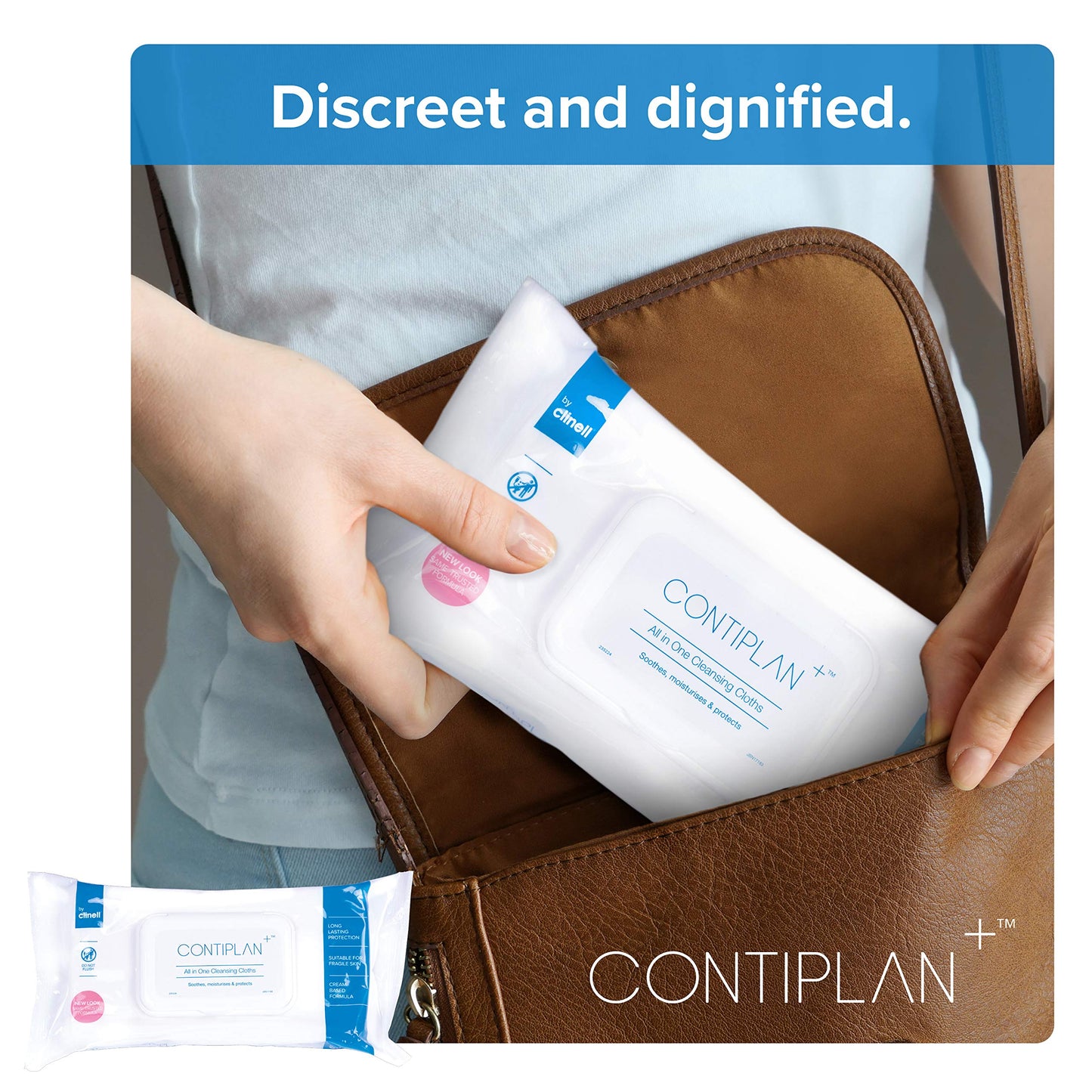 CONTIPLAN Incontinence Cleansing Cloths with Barrier Cream - All in One Cleansing Wipes Cleanses, Soothes and Moisturises - Pack of 25 Cloths