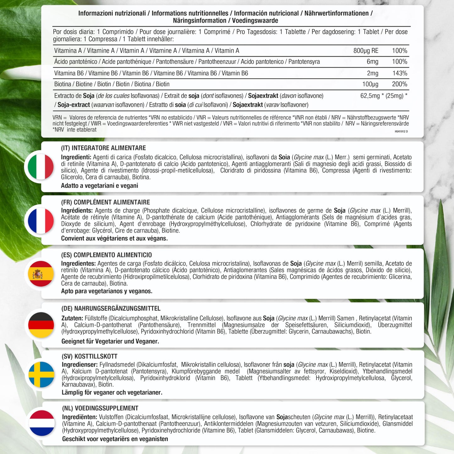 Menopause Supplement Tablets for Women | Perimenopause, Menopause & Postmenopause Support with SOYA Isoflavones & Vitamin B6 | 180 Vegan Tablets | by Horbaach