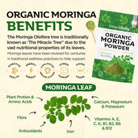 Organic Moringa Powder, Premium Certified Organic Pure Moringa 300g. Rich in Essential Vitamins & Minerals by Inner Vitality