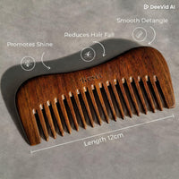 Resèt 100% Natural Handmade Sandalwood Comb | Soft Wide Tooth Wooden Comb | Eco-Friendly Anti-Static for Massage | Wooden Hair Detangler for Men and Women