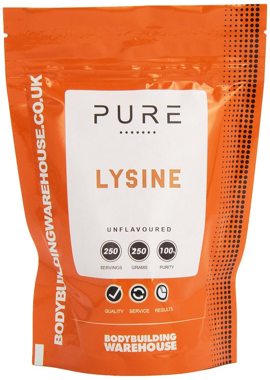 Bodybuilding Warehouse, Pure L-Lysine Powder - Collagen Boost & Joint Support - Unflavoured 250g