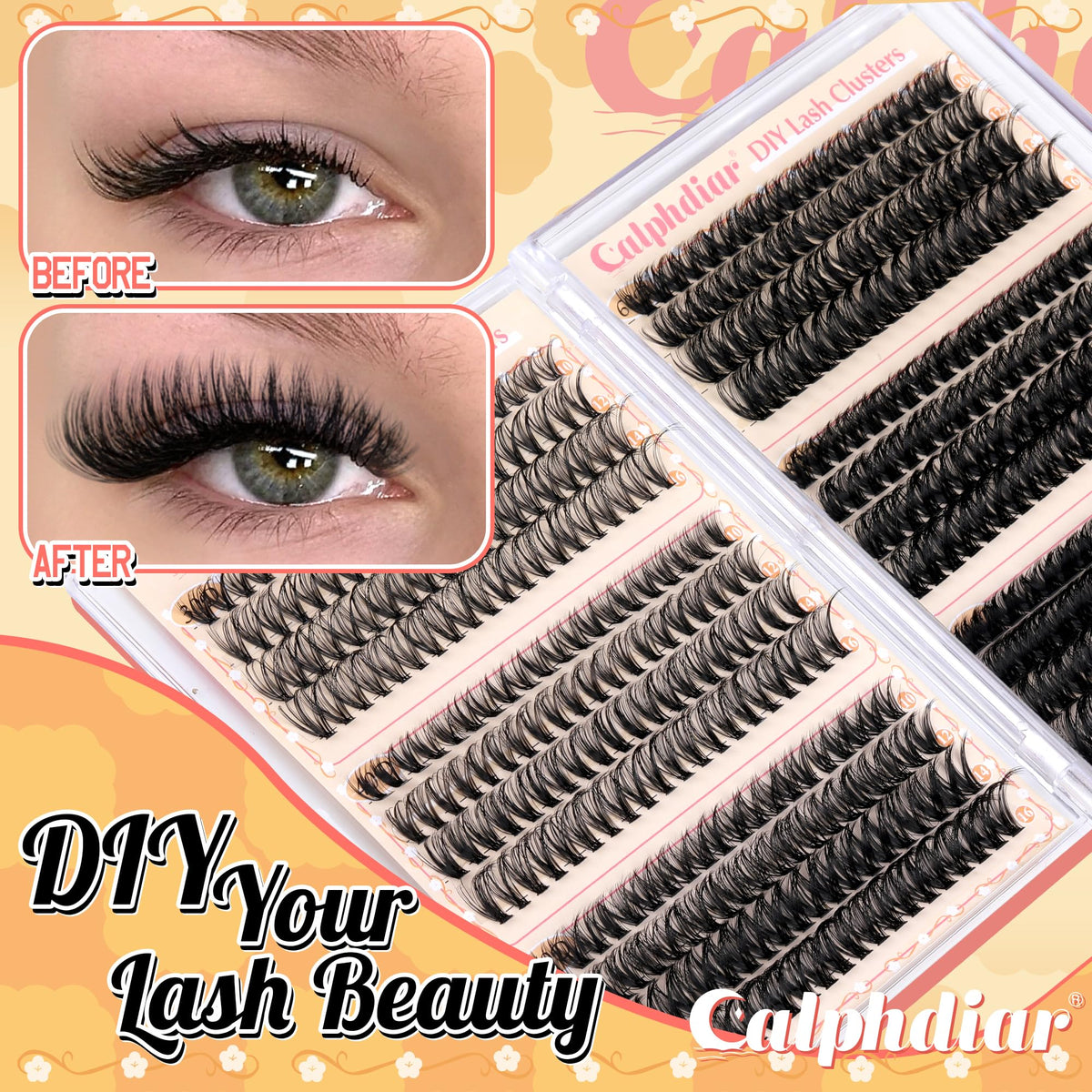 calphdiar Calphdiar Wispy Cluster Lashes D Curl Individual Eyelashes Natural Lash Clusters Fluffy Lashes Individual Cluster 476pcs Eye Lashes DIY Lash Extensions for Beginners(30+40+50+60+80+100D)