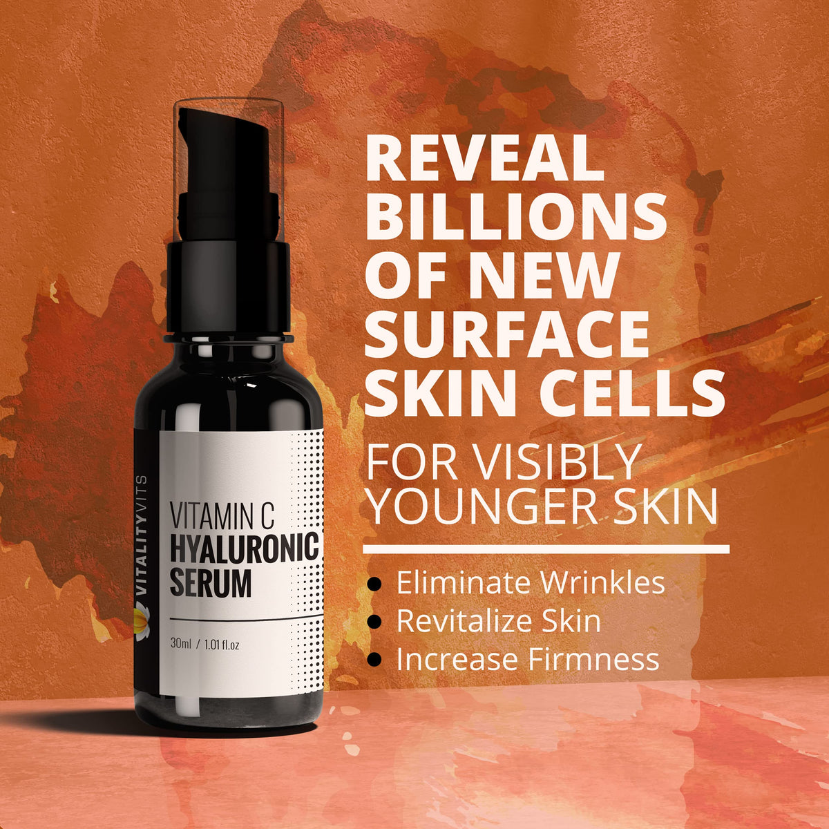 VITALITYVITS Vitamin C & E Serum With Hyaluronic Acid & Avocado Oil - Anti-Ageing & Wrinkle 30ml Pump