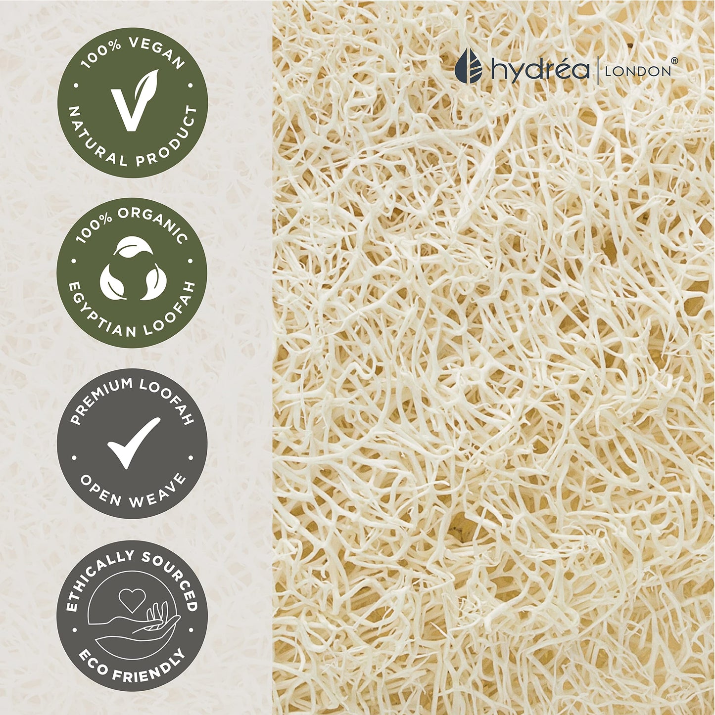 Hydrea London - Organic Egyptian Natural Loofah Face Exfoliator Pad - Double Sided for Exfoliation + Cleansing