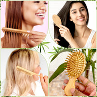 Phoenix Forge Bamboo Hairbrush and Comb Set-Pain-Free Detangling Hair Brush for Curly & Thick Hair — Anti-Breakage & Scalp Massage, Bamboo Eco-Friendly Design