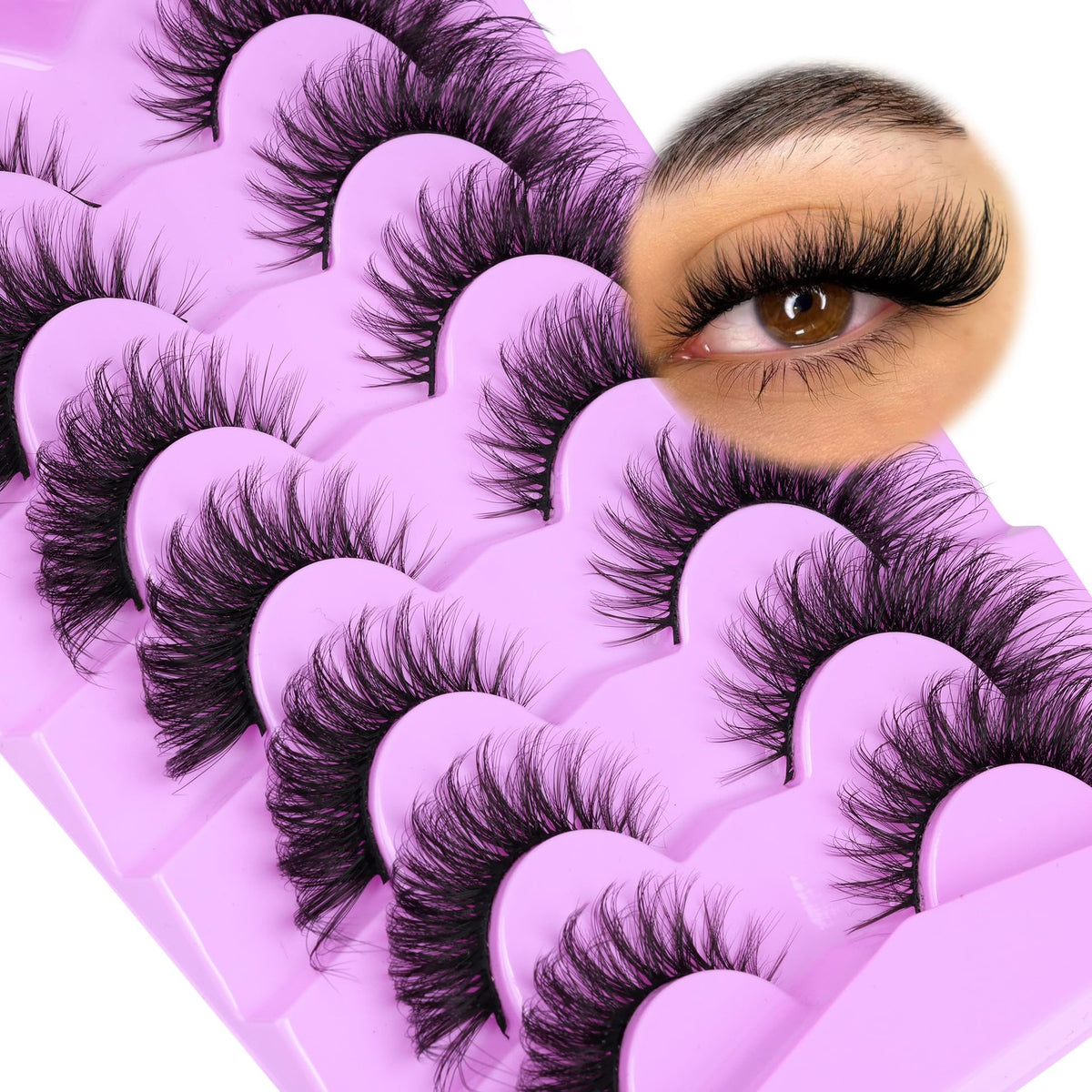 ALICE Eyelashes Fox Eye Lashes Mink Faux Fluffy Natural False Wispy Cat Pack Fake 7 Pairs