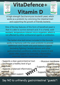 VitaDefence+ Vitamin D Complex - Immune Defence Boosting Formula | Biotin to Support Healthy Blood, Calcium, Bones, Muscle, Teeth & Organs | Saccharomyces boulardii Yeast