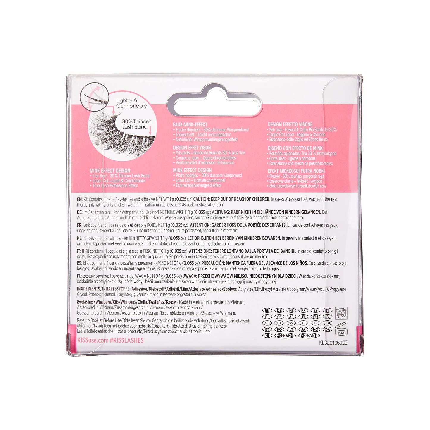 KISS Lash Couture LuXtensions Collection 1 Pair of Fake Lashes, Russian Volume, Light and Flexible Faux-Mink Eyelash with Super Slim Band includes Lash Glue