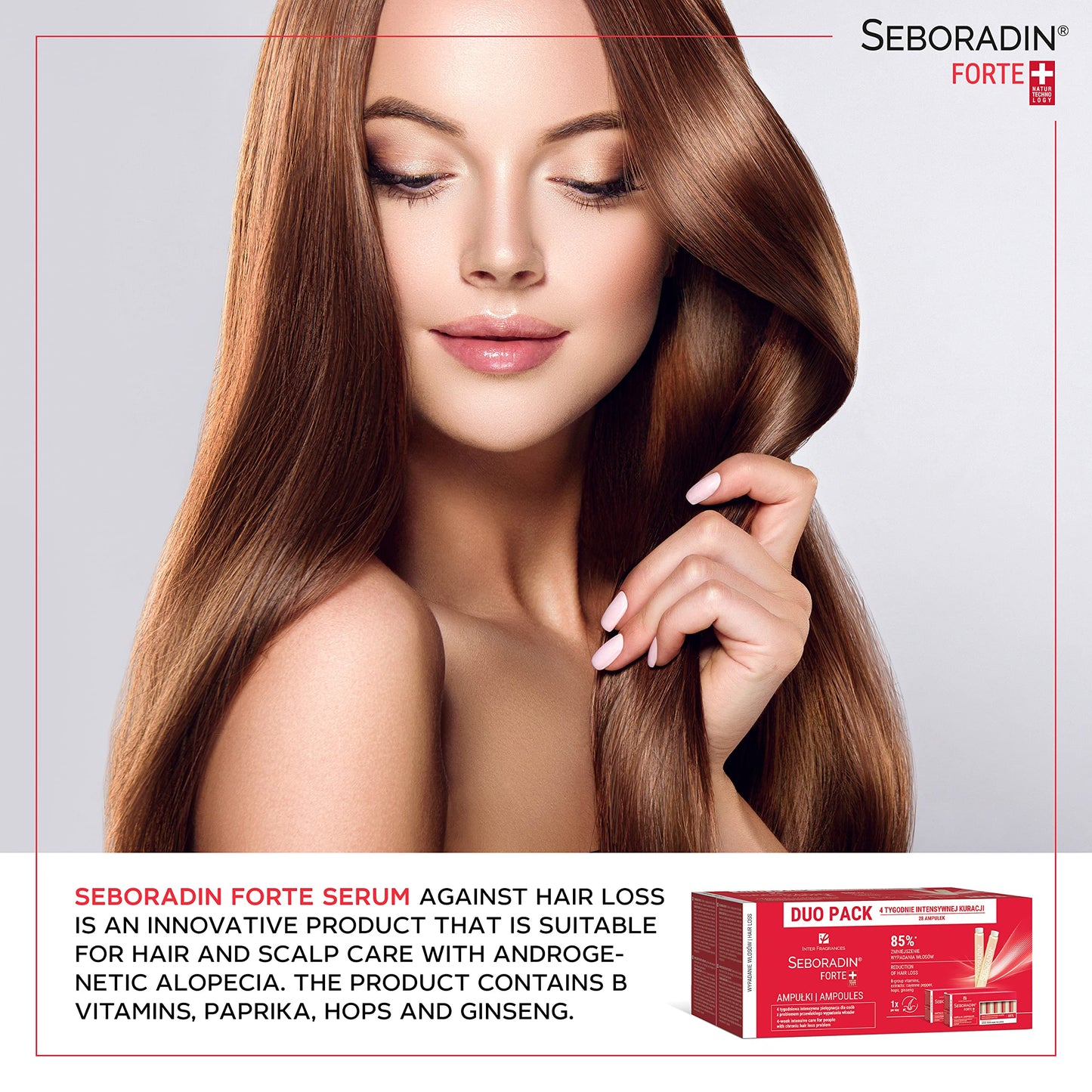 Seboradin Forte Hair Growth Serum Ampoules 28 x 5,5 ml Anti Hair Loss Serum Chronic Hair Loss and Thinning Treatment Natural Extracts and Vitamins Hair & Scalp Treatment Hair Care & Products