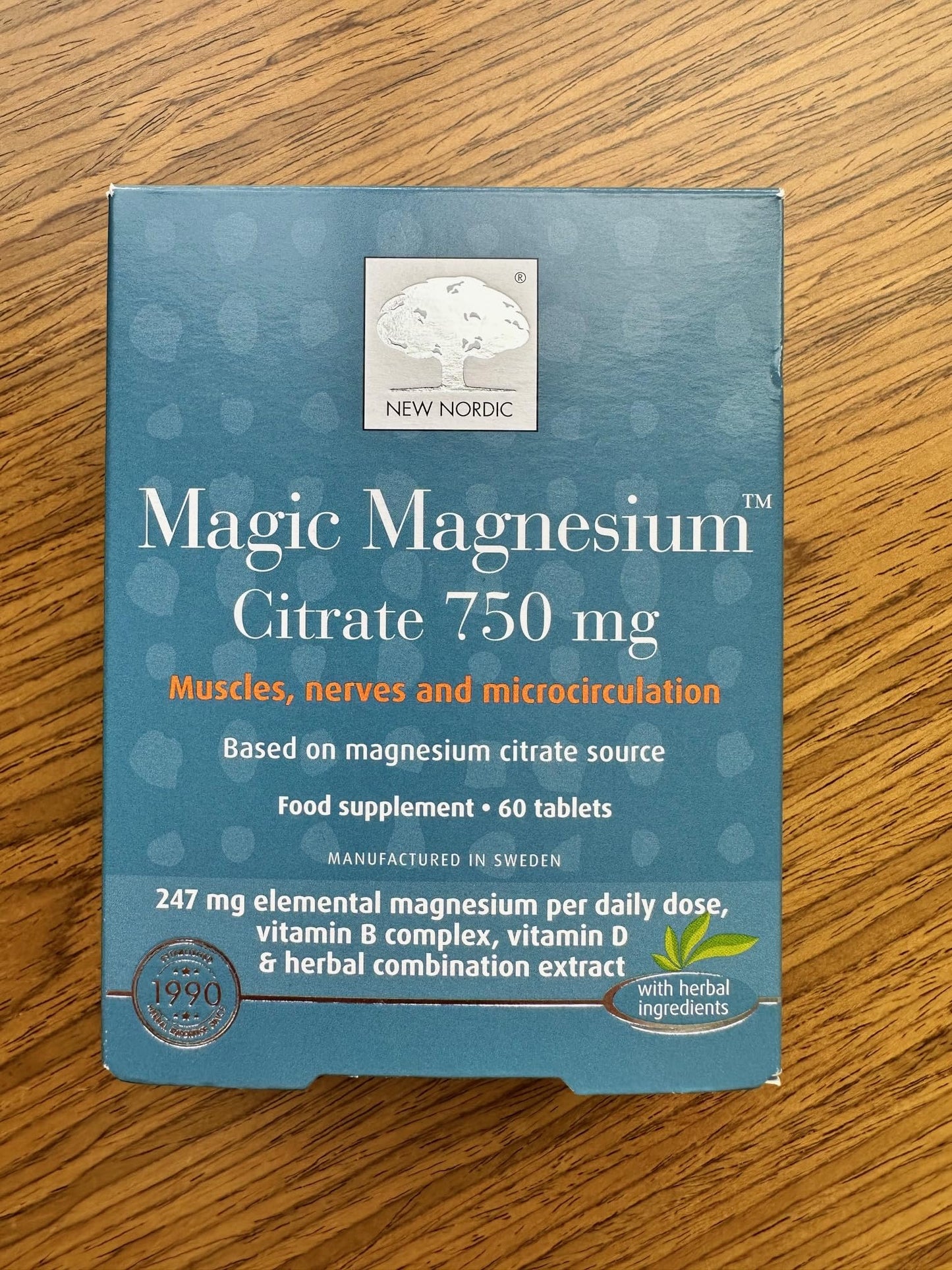 New Nordic Ltd New Nordic Magnesium Citrate | 750 mg Extra Strength | Muscle and Sleep Support for Women and Men | High Absorption with Vitamin B Complex and Vitamin D | 60 Tablets