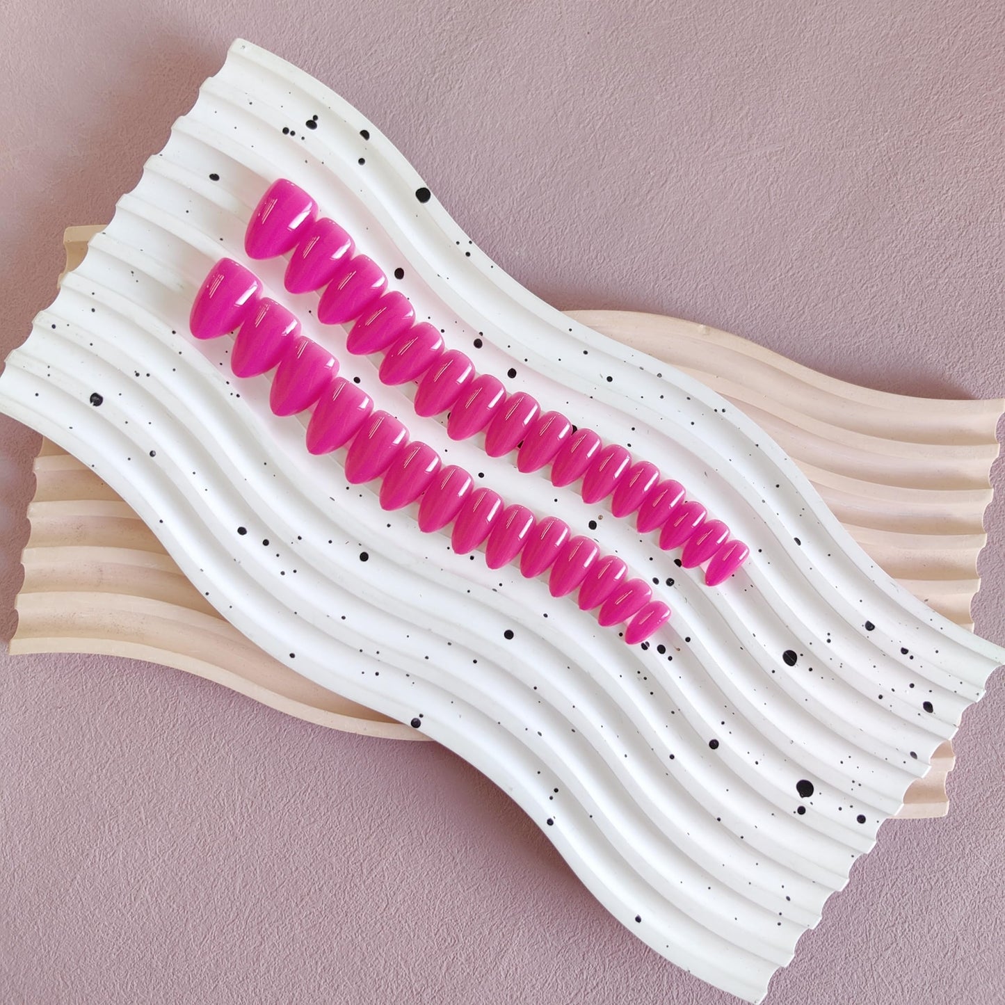 SXVME Hot Pink Press on Nails Short Almond Shaped, 30 Pcs Thick Short False Nails Press ons Natural Acrylic Fake Nails Custom Solid Color Medium Press-ons Natural Fit For Women Daily Wear