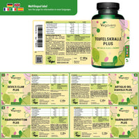 Vegavero Devil’s Claw | 4400 mg (8:1) Extract | NO Additives, Lab-Tested | with White Willow Bark & Ginger | Natural Joint Support | Harpagophytum with 2% Harpagoside | 120 Capsules | Vegan