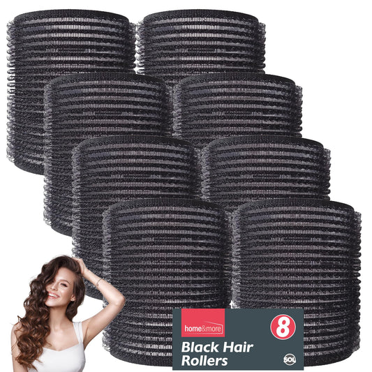 SOL 8pk Hair Rollers Self Grip - Black Rollers for Hair Volume, Heatless