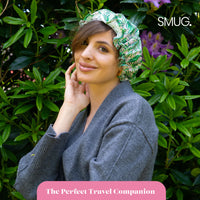 SMUG Shower Cap - Waterproof Shower Cap with Elastic Lining - Three Prints Available - Showers, Cooking, Spa Salon, Sleeping, Makeup - Shower Caps For Women UK Long Hair Short Hair - Palm