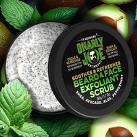TRADEMARK GNARLY JOE EST.MMXVII Gnarly Joe Face & Beard Exfoliator Scrub for Men - 50g Natural Peppermint Face Wash - Dual Action Beard Exfoliator & Mens Facial Scrub for Dry, Itchy Skin & Beard Dandruff - Made in UK