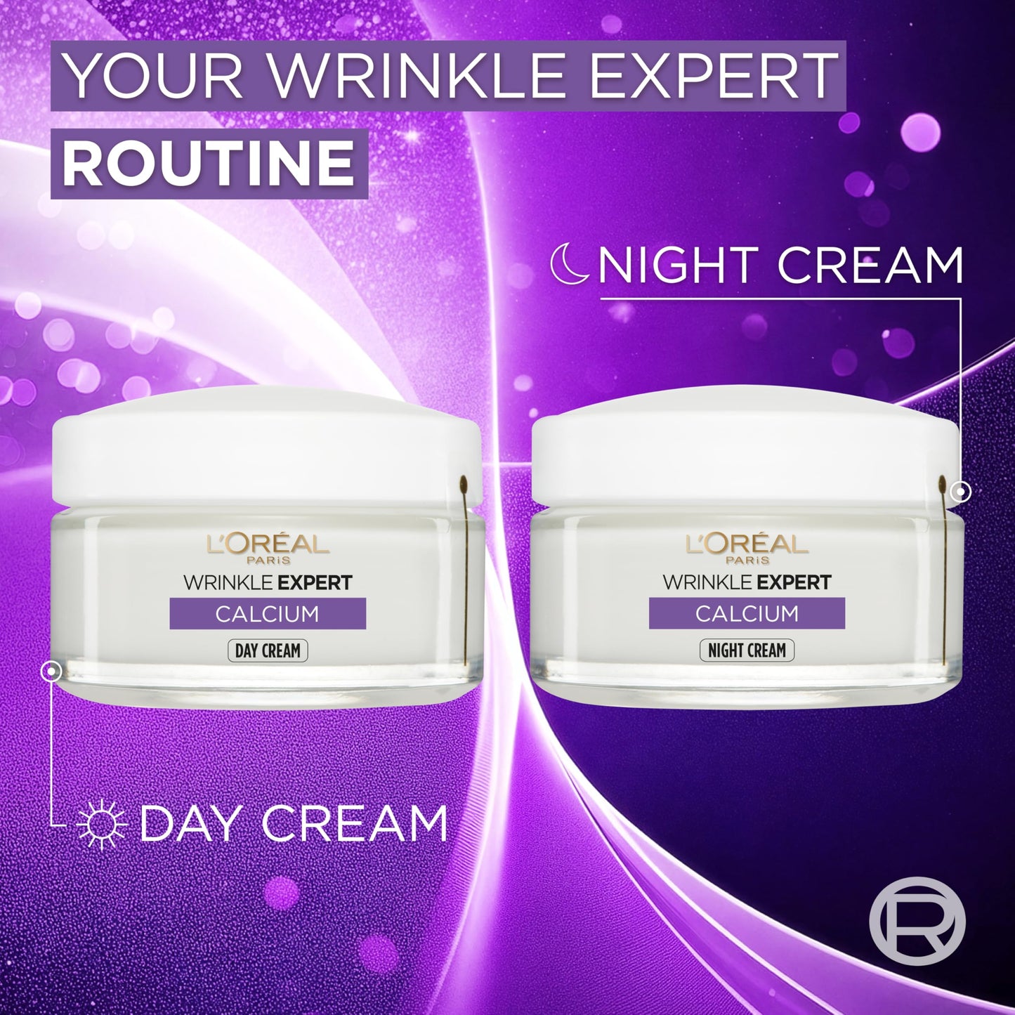 L'Oreal Paris L’Oréal Paris Wrinkle Expert Anti-Wrinkle 55+ Night Cream, Moisturiser works Overnight to Reduce Wrinkle Appearance, Moisturise, Firm Skin & Redefine Contours, formulated with Calcium, 50ml