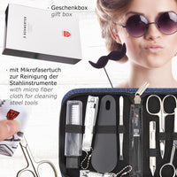 3 Swords Germany - brand quality 10 piece manicure pedicure grooming kit set for professional finger & toe nail care scissors clipper fashion leather case in gift box, Made by 3 Swords (6738)