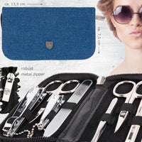 3 Swords Germany - brand quality 8 piece manicure pedicure grooming kit with glass nail file (490)