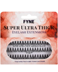 FYNE Super Ultra Thick Individual Eyelashes - 60 Medium Individual Eyelash Clusters, 10mm Ultra Thick Natural Lashes - Volume Cluster Lashes - Durable False Eyelash Extensions - 1 Pack of Lashes
