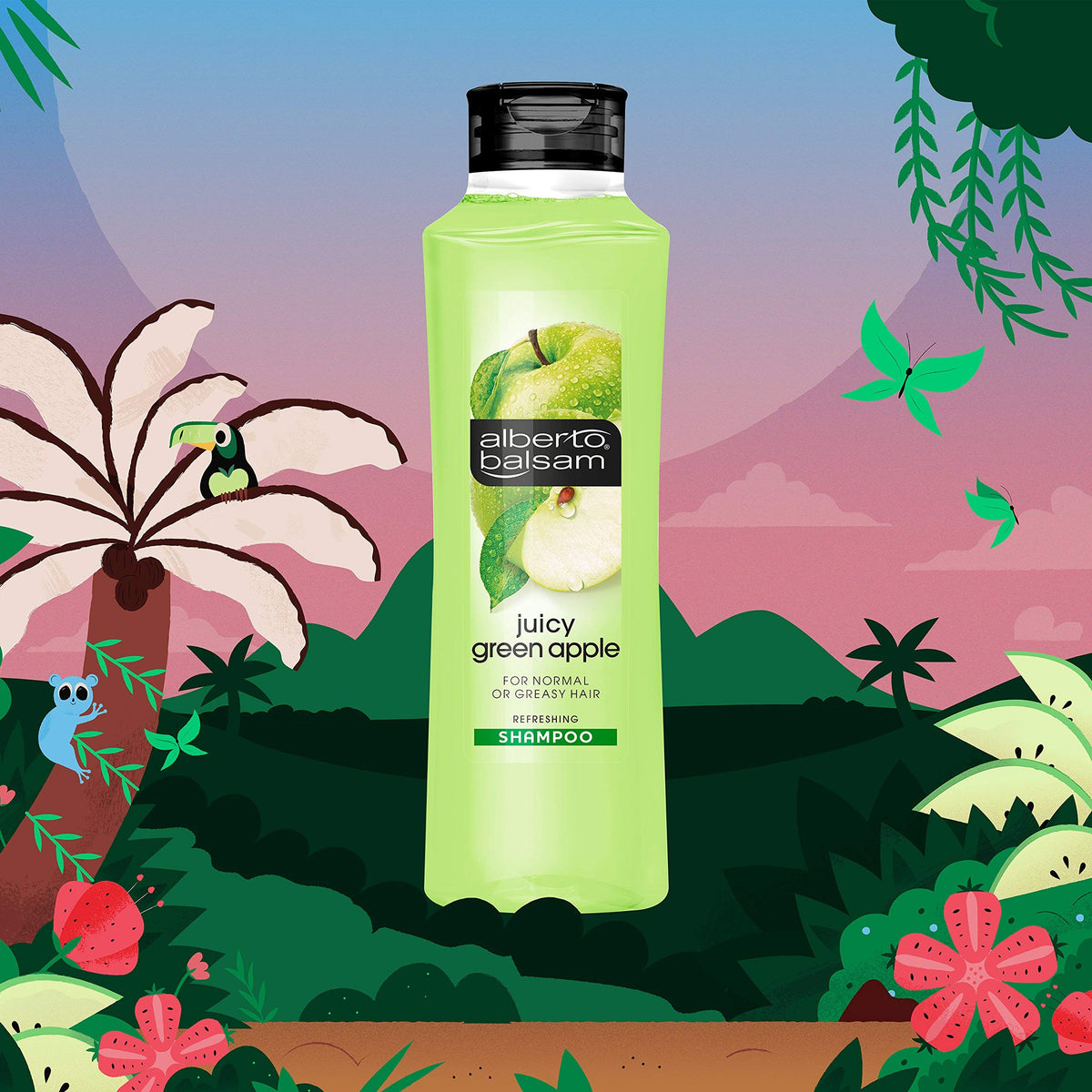 Alberto Balsam Juicy Green Apple fresh and fruity fragrance Refreshing Shampoo gentle cleansing hair care for all the family 350 ml