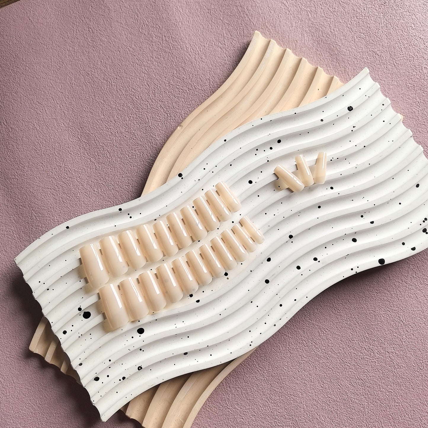 SXVME Light Nude False Nails Long Square, Acrylic Press on Nails Long Medium Coffin, Glossy Gel Fake Nails Press on, Natural Solid Color Square Tip Nails Stick on Nails For Women Daily Wear, 24 Pcs