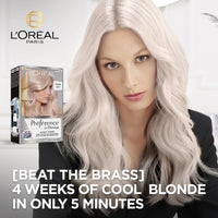 L'Oreal Paris Preference Le Blonding Acidic Toner Pearly Boost: Post-bleach treatment for long-lasting anti-brassiness and luminous results. Neutralise unwanted yellow tones for a beautiful pearly blonde finish.
