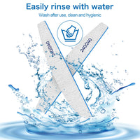 BLESWIN Professional Nail Files, 240/240 Grit - 12 Pcs, Double-Sided Emery Boards for Natural Nails, Washable and Reusable for Grooming and Styling