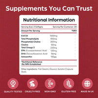 Purolabs Antarctic Krill Oil 1000mg – High Strength Krill Oil Capsules with Omega-3, EPA, DHA, Phospholipids & Astaxanthin – Antarctic Krill Oil for Heart, Brain and Eye Health – 60 Capsules