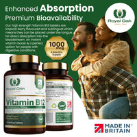 Vitamin B12 Tablets High Strength 1000mcg Sublingual Methylcobalamin, x120 Tablets (Tropical Berry Flavour) Active fast dissolving Vit B12 (4 Month Supply) Vegan Friendly Supplement - Royal Oak Health