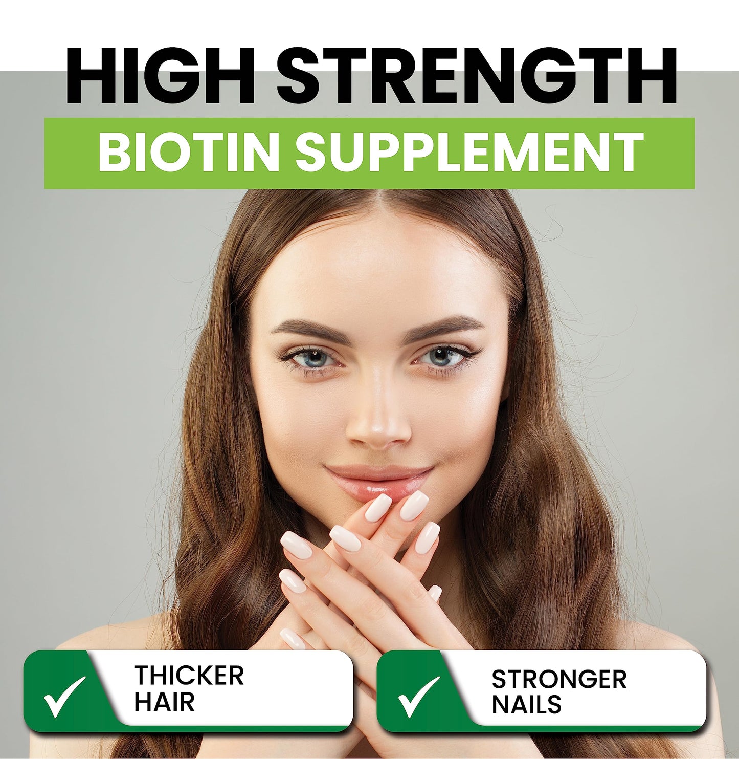 Supplements Wise Biotin Hair Growth Supplement- 120 X 10000mcg Biotin Tablets - Thicker Hair and Fuller Beard - Faster Nail Growth - Healthy Skin - For Men or Women - Max Strength Hair Vitamins - Vitamin B7 Supplement