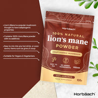 Lions Mane Powder 3000mg | High Strength Mushroom Supplement | 100g - Unflavoured | Suitable for Vegans & Vegetarians | by Horbaach