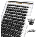 BEYELIAN D Curl Lash Clusters, Volume Cluster Eyelash Extensions, Soft Fluffy Eyelash Clusters/Cluster Lashes, Thin Band Lash Extension Clusters, Eyelash Clusters Individual Lashes DIY at Home