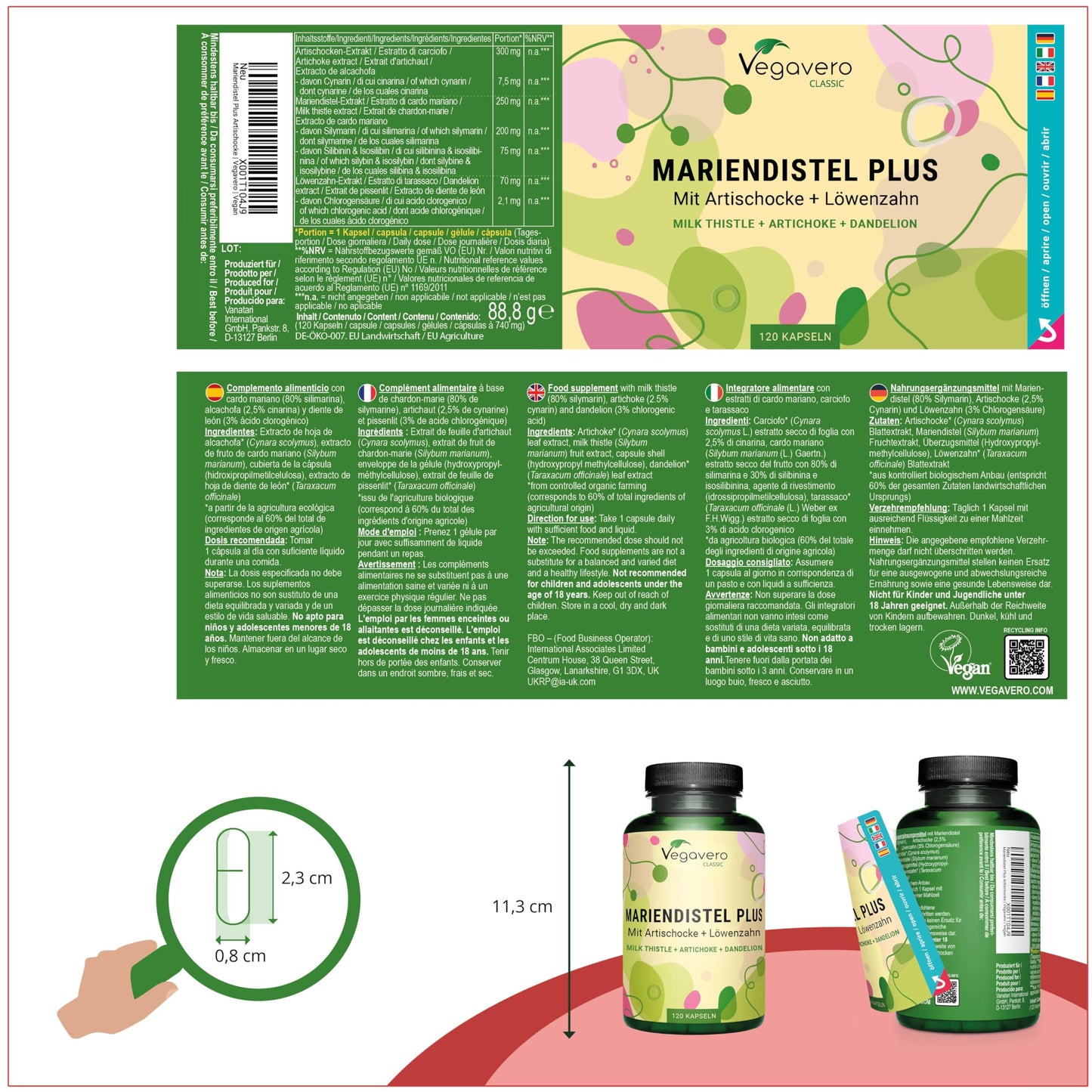 Vegavero Artichoke Leaf Extract Complex | 120 Capsules | HIGH DOSE 80% Silymarin | Liver Detox | NO Additives | Vegan