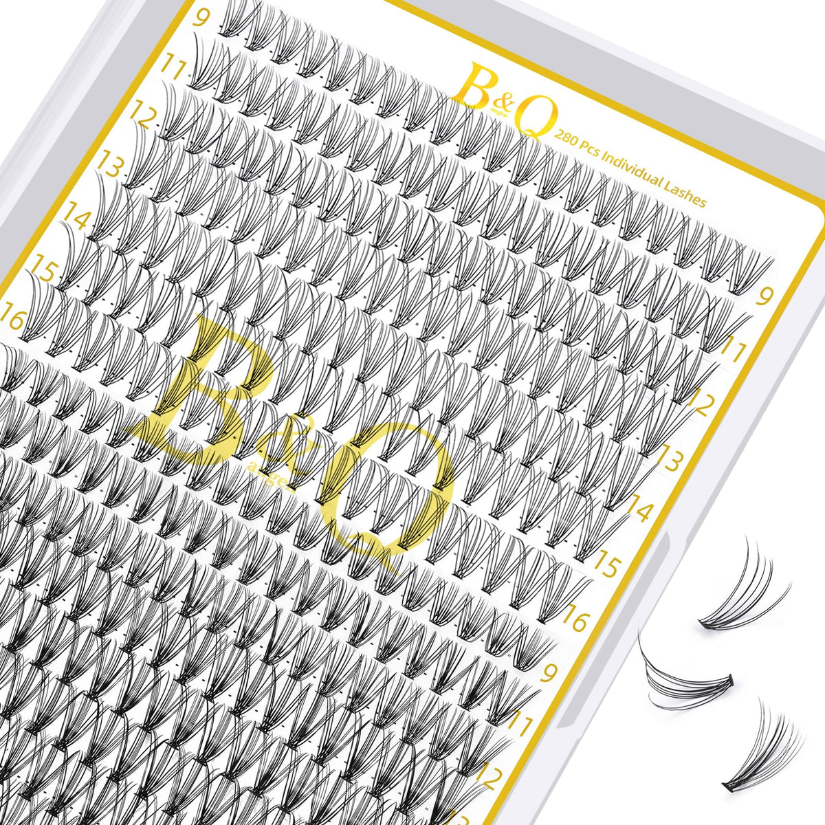 B&Qaugen B&Q Cluster Lashes 10D-0.10D+20D-0.07D 9-16MIX 280 Clusters Individual Lashes C D Curl B&Q LASH Individual Eyelashes 10D 20D Individual Cluster Lashes DIY Lash Extensions at Home (0.07+0.10,9-16MIX)