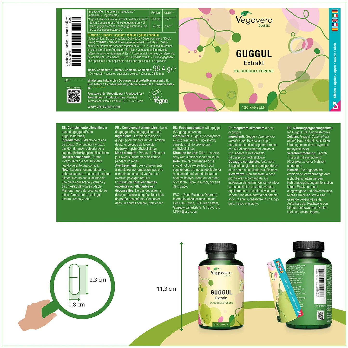 Vegavero Guggul Capsules 7500 mg | from 15:1 Extract | Dried Resin | NO Additives | Lab-Tested | 120 Capsules | Vegan