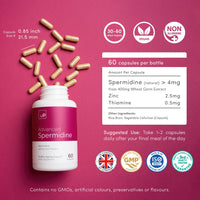 vP Vitality Pro Natural Spermidine 4mg x 60 Capsules - Third Party Tested - Natural Pure Spermidine Supplement - Vitality Pro