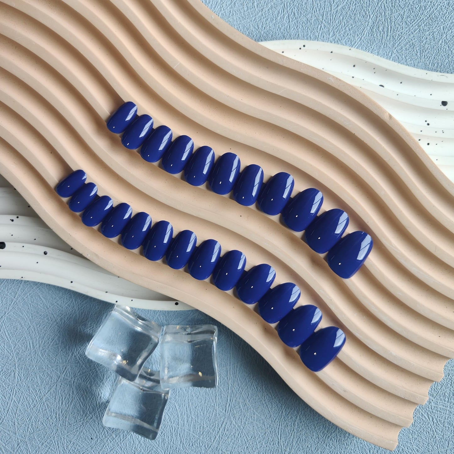 KQueenest Royal Blue Press on Nails Short Oval, Short False Nails, Opaque Solid Bright Vibrant Blue Fake Nails Press ons, Reusable Soft Gel Stick on Nail for Women, 24 Pcs