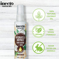 Inecto INECTO Naturals Hydrate & Defrizz Coconut Dream Crème Hair Serum 100ml, Anti Frizz, Preservers Moisture for Visibly Smooth Hydrated, 100% Natural Oils, Dry and Damaged
