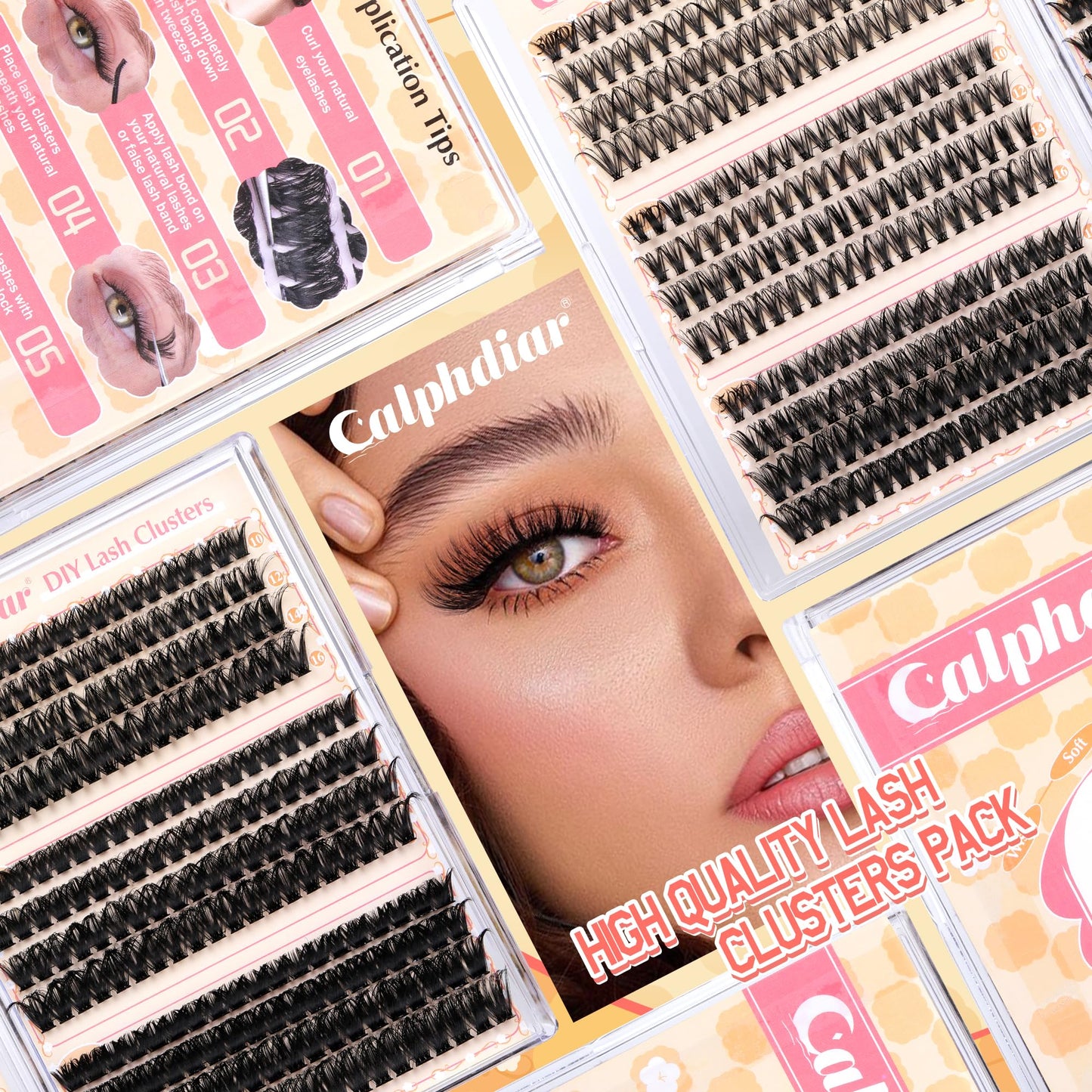 calphdiar Calphdiar Wispy Cluster Lashes D Curl Individual Eyelashes Natural Lash Clusters Fluffy Lashes Individual Cluster 476pcs Eye Lashes DIY Lash Extensions for Beginners(30+40+50+60+80+100D)