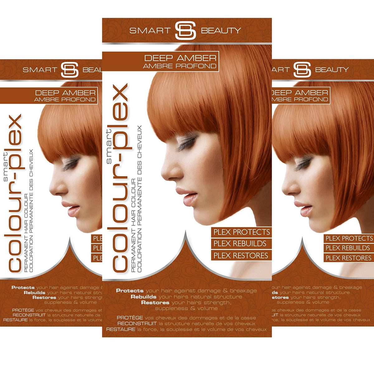 Copper Hair Dye Permanent with Plex Hair Care, PPD free hair dye 100% Grey Hair Coverage hair dye kit Ginger Permanent Hair Colour for women or men Cruelty-Free Vegan Hair Dye Smart Beauty (pack of 3)