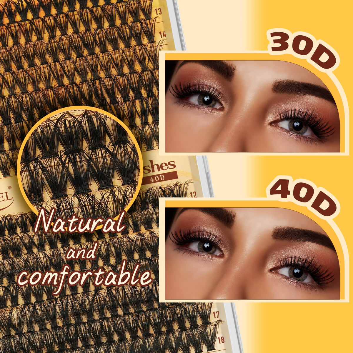 QUEWEL Individual-Eyelashes Kit 280Pcs Cluster Lashes Kit, DIY Lash Extension D Curl Lashes Individual Cluster with Lash Bond and Seal and Lash Tweezers (DJ-30D+40D KIT)