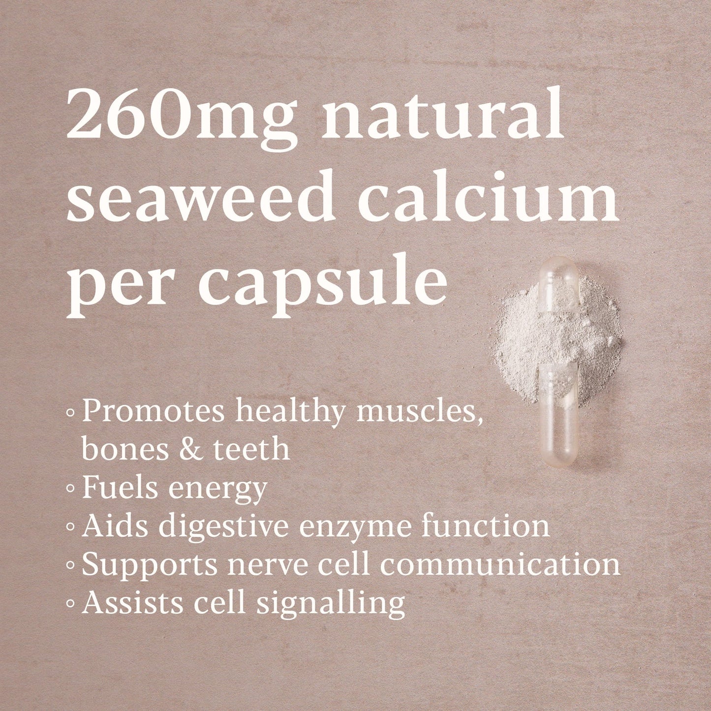 HIGHER NATURE Higher Nature - Icelandic Seaweed Calcium - True Food® - 260mg Natural Source - Clinically Proven Calcium Supplement - Supports Bones, Teeth & Digestive Enzyme Function - Dairy Free - 60 Capsules